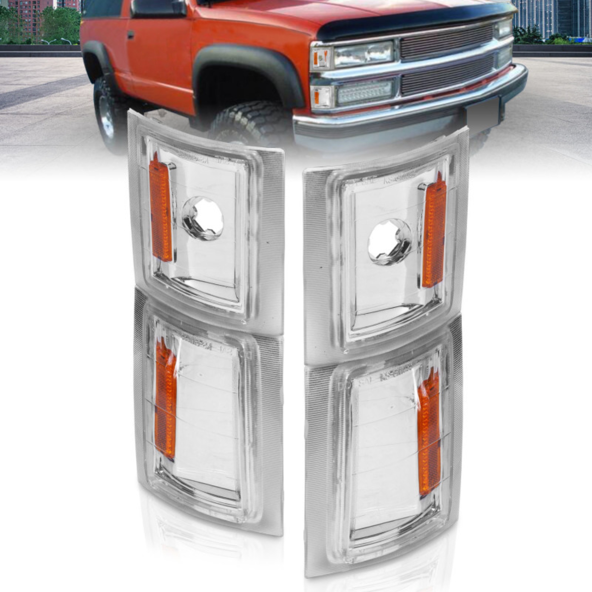 Picture of ANZO 1994-1998 Chevrolet Blazer Corner Lights Clear Lens w/ Amber Reflector