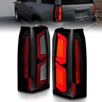 Picture of ANZO 2015-2020 Chevrolet Tahoe LED Tail Lights w/ Light Bar Black Housing Smoke Lens