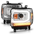 Picture of ANZO 2014-2015 GMC Sierra 1500 Projector Headlights w/ Light Bar Chrome Housing (Halogen Type)