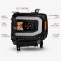 Picture of ANZO 2014-2015 GMC Sierra 1500 Projector Headlights w/ Light Bar Black Housing (Halogen Type)