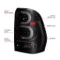 Picture of ANZO 2002-2009 Chevrolet Trailblazer LED Tail Lights w/ Light Bar Black Housing Smoke Lens