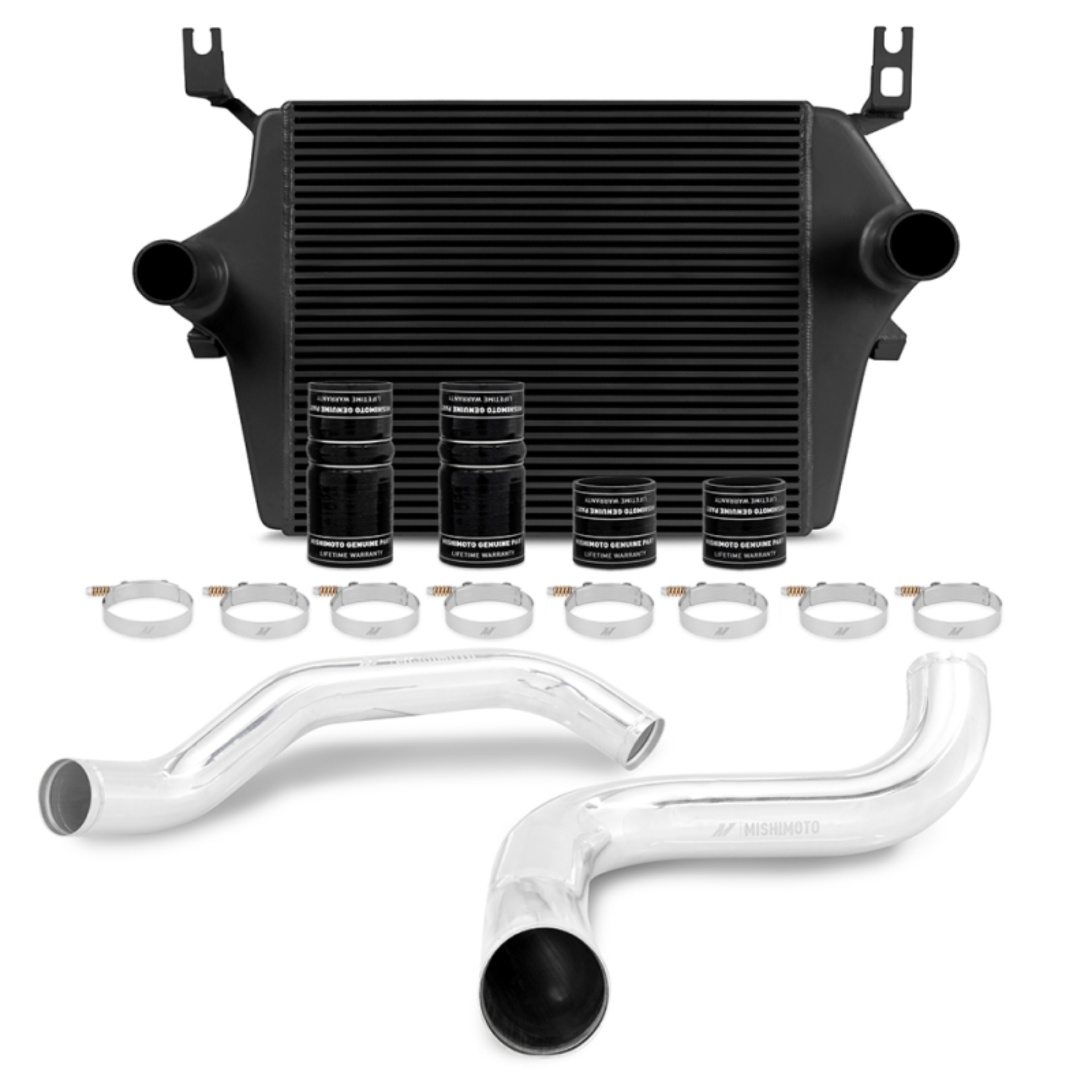 Picture of Mishimoto 99-03 Ford 7.3L Powerstroke PSD Black Intercooler Kit w/ Polished Pipes