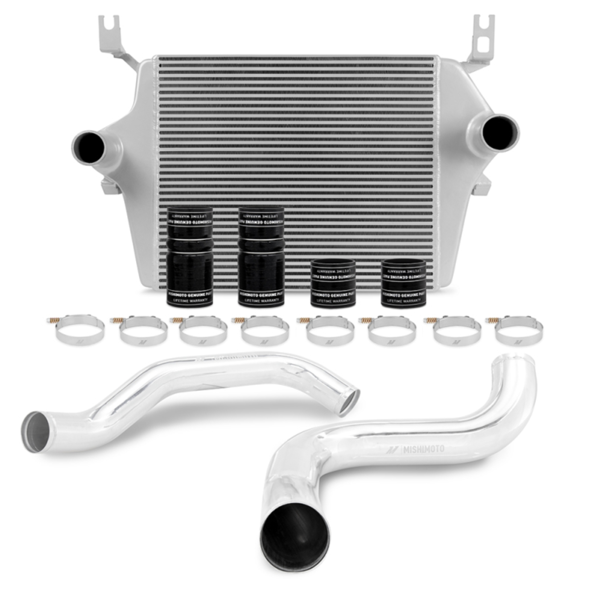 Picture of Mishimoto 99-03 Ford 7.3L Powerstroke PSD Silver Intercooler Kit w/ Polished Pipes