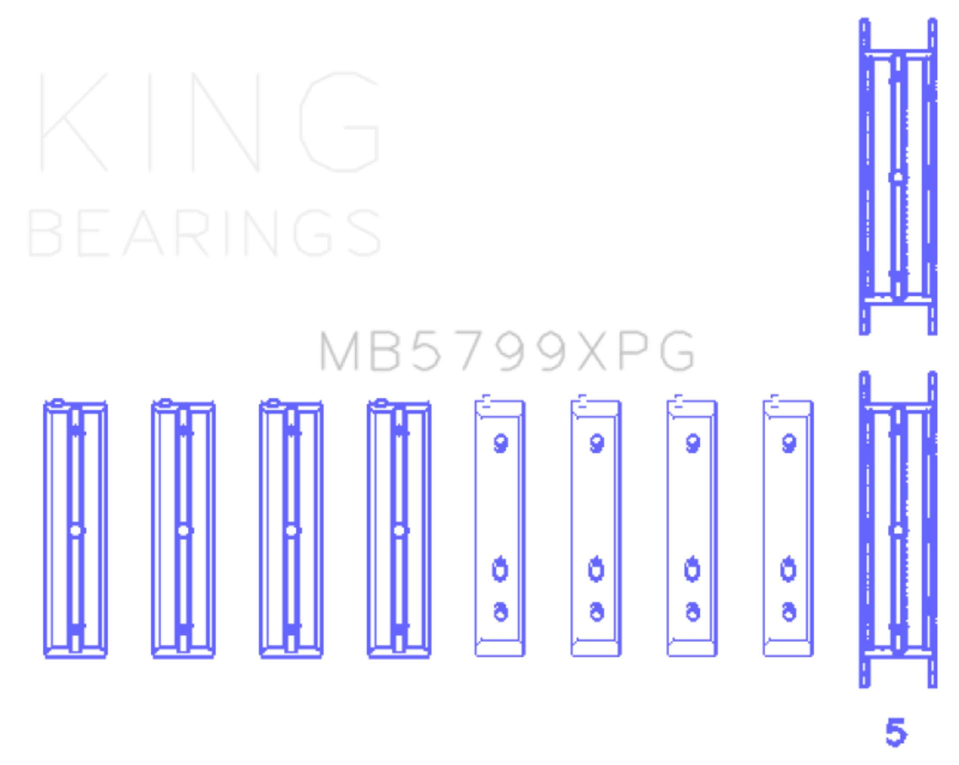 Picture of King Engine Bearings Subaru FA20 / Toyota 4U-GSE (Size .005) Main Bearing Set
