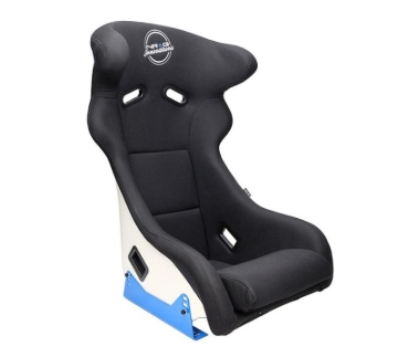 Picture of NRG FRP Bucket Seat - White Finish with Arrow Embroidery And Blue Side Mount Bracket