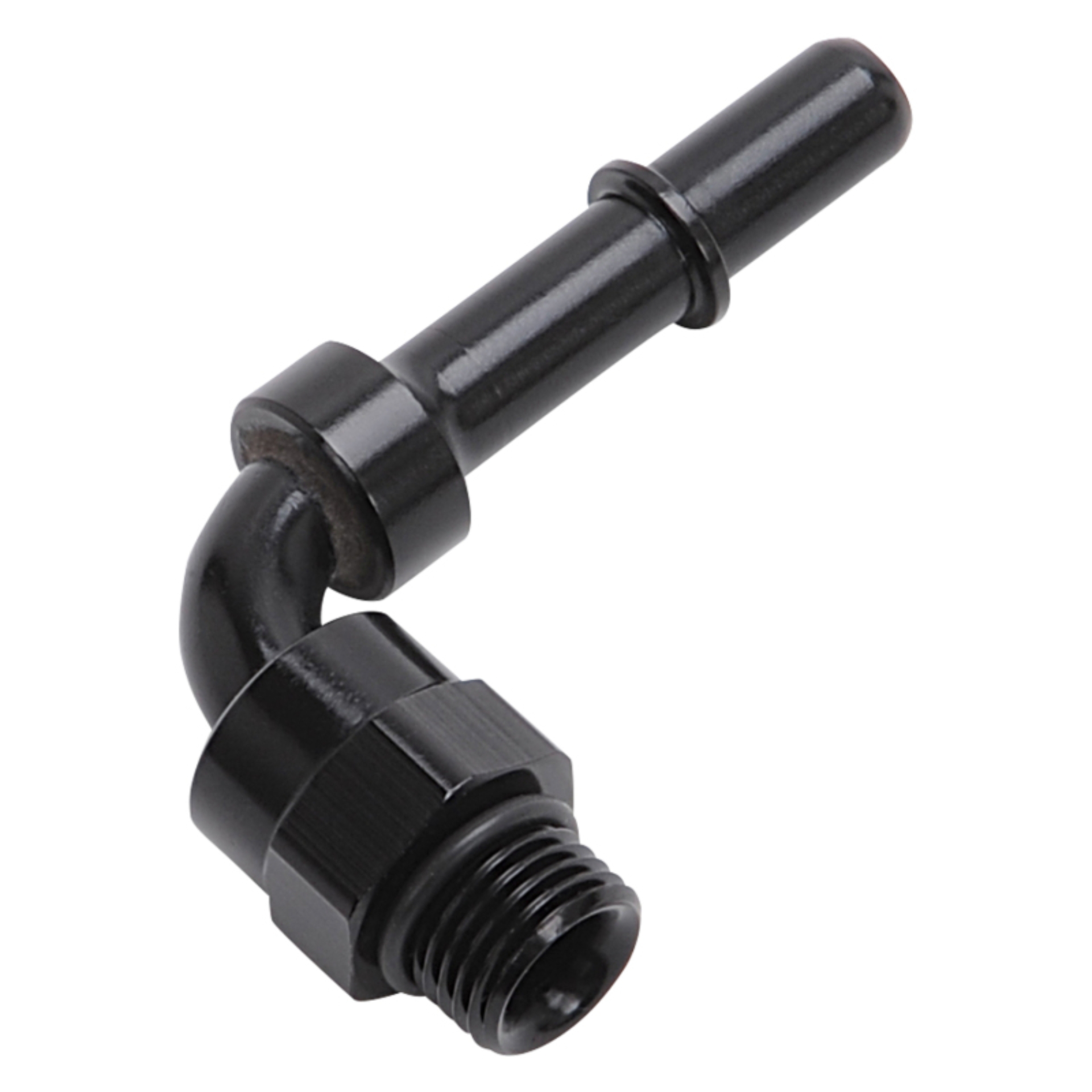 Picture of 3/8" SAE Quick-Disconnect x 6 SAE ORB Port Male Swivel 90 Deg O-ring seal, Black
