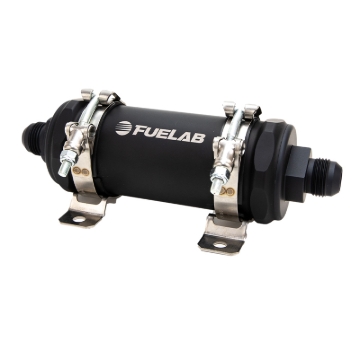 Picture of Fuelab PRO Series In-Line Fuel Filter (10gpm) -10AN In/-12AN Out 100 Micron Stainless - Matte Black