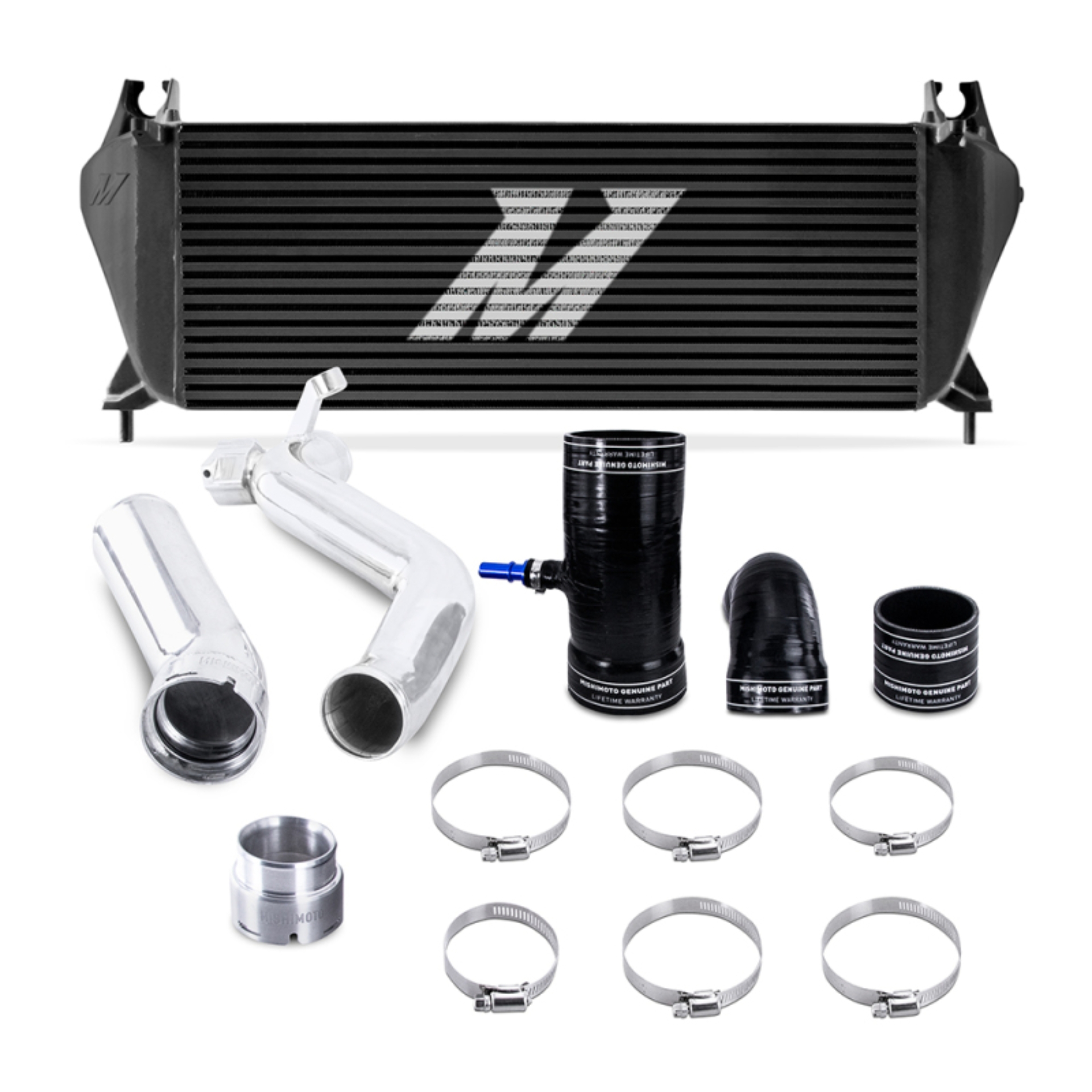 Picture of Mishimoto 19+ Ford Ranger 2.3L EcoBoost Intercooler Kit - Black + Polished Pipes