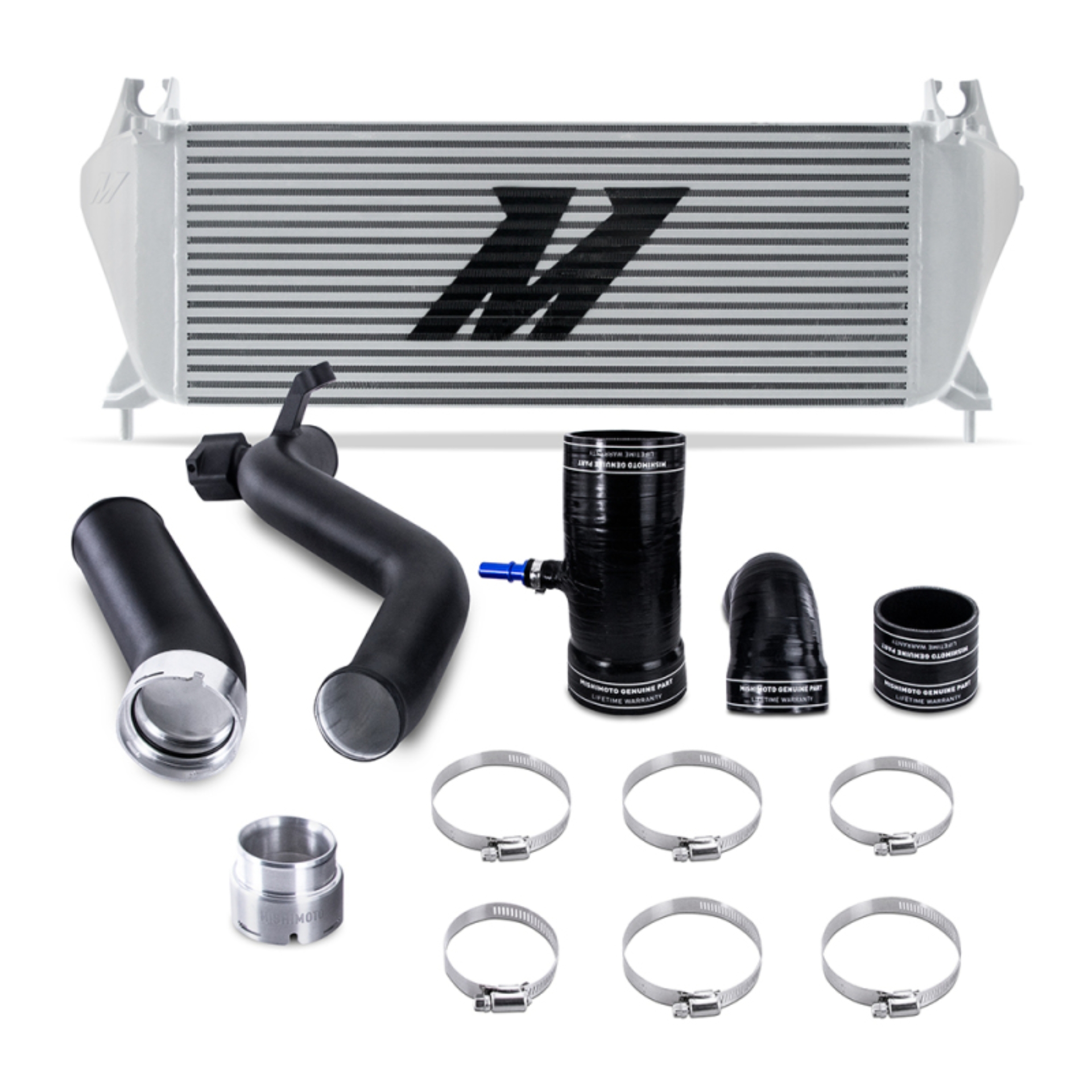 Picture of Mishimoto 19+ Ford Ranger 2.3L EcoBoost Intercooler Kit - Silver + MWBK Pipes