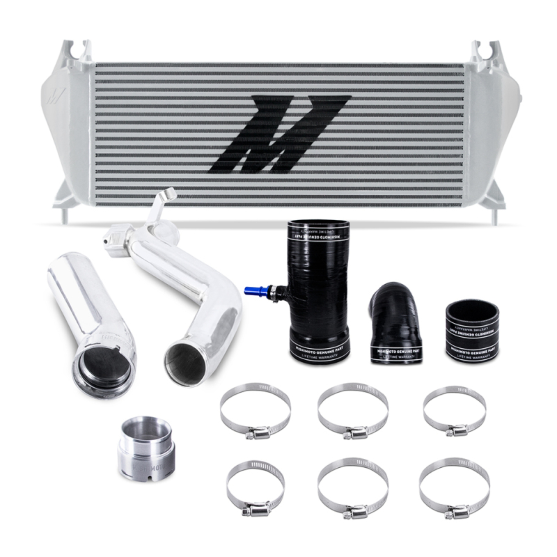 Picture of Mishimoto 19+ Ford Ranger 2.3L EcoBoost Intercooler Kit - Silver + Polished Pipes