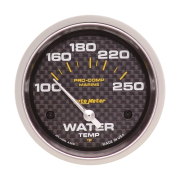 Picture of Autometer Marine Carbon Fiber 2-5/8in Electric Water Temperature Gauge 100-250 Deg F