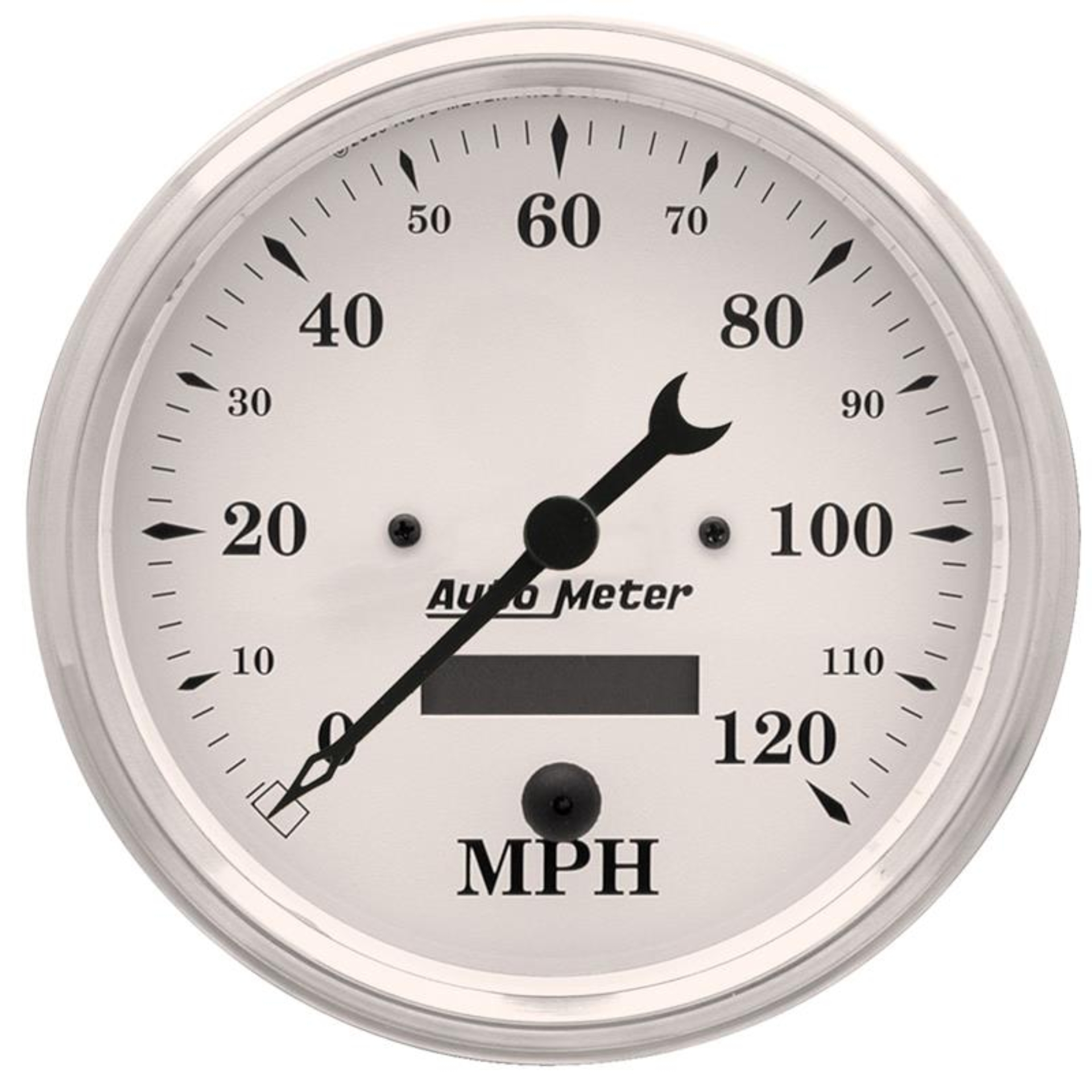 Picture of Autometer 5 inch 120mph Electric Programable w/ LCD ODO Old Tyme Speedometer - White