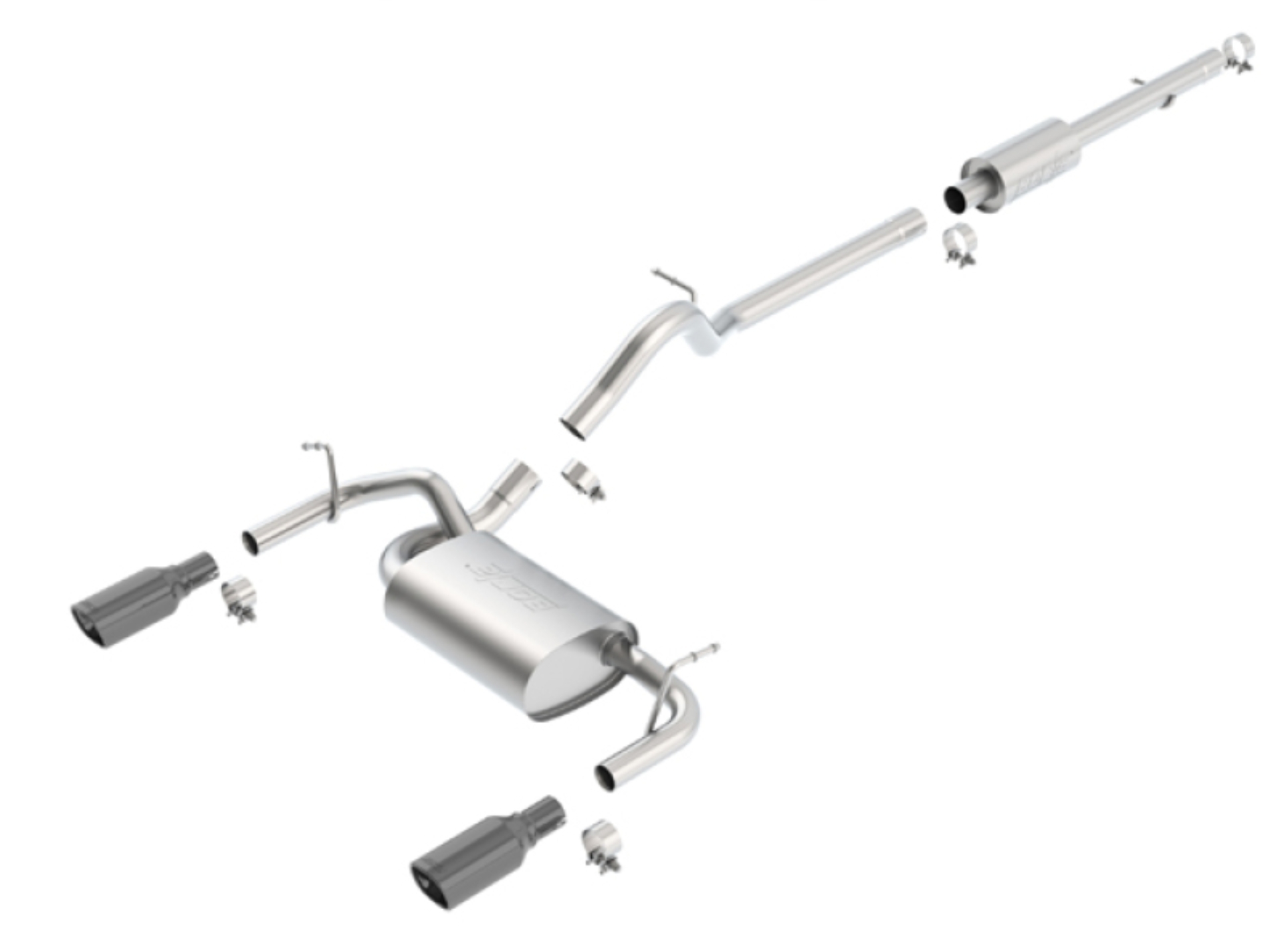 Picture of Borla 12-16 Jeep Wrangler 3.6L AT/MT 4DR 4WD S SQ RL AC SR 2.5in 2in TIP 3.5inx3.28in Black Chrome
