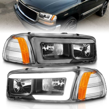 Picture of ANZO 99-17 GMC Sierra/Denali Headlights Black Amber (w/C Light Bars)