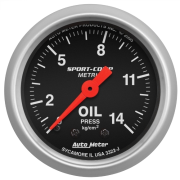 Picture of Autometer Sport Comp 52.4 mm Mechanical 0-14 Kg/ Cm2 Oil Pressure Metric Gauge