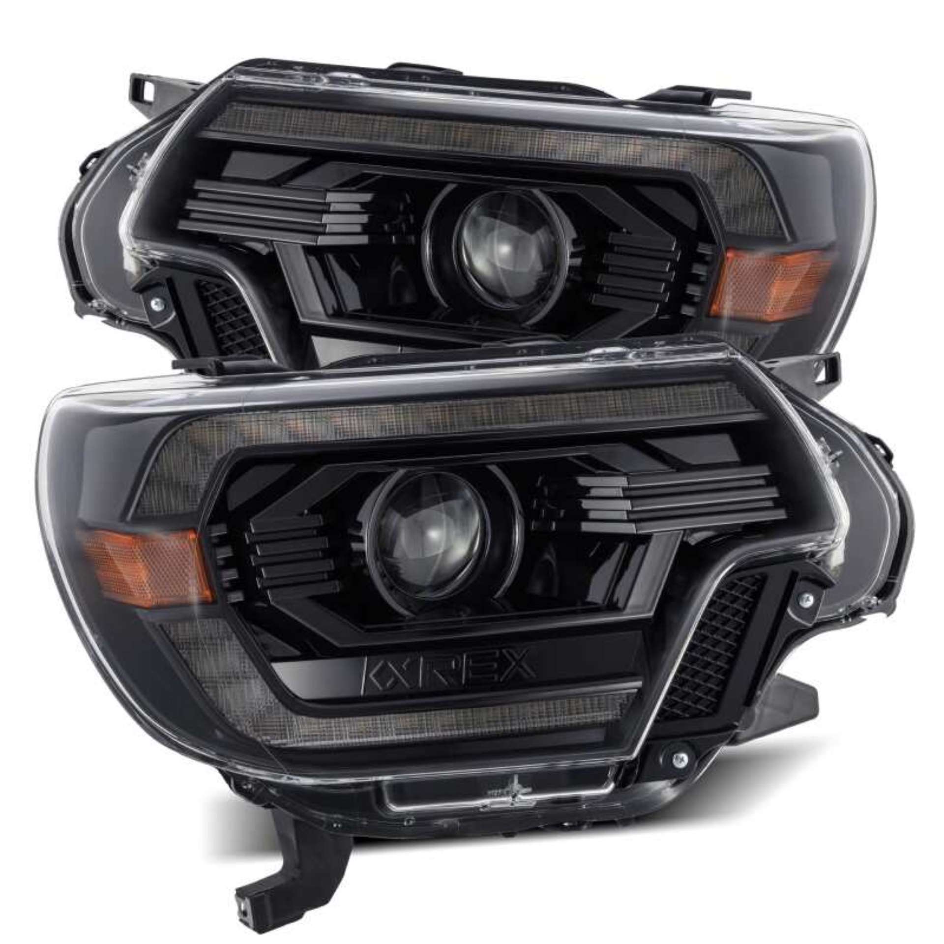Picture of AlphaRex 12-15 Toyota Tacoma PRO-Series Projector Headlights Plank Style Alpha Black w/DRL