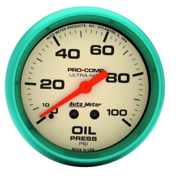Picture of Autometer Ultra-Nite 66.7mm 0-100 PSI Mechanical Oil Pressure Gauge