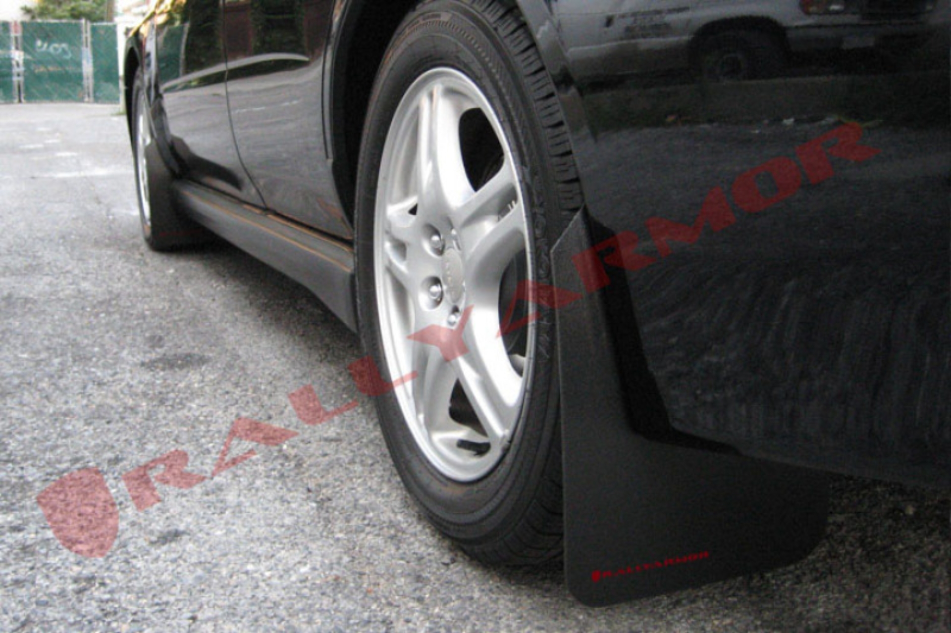 Picture of Rally Armor 02-07 Subaru WRX/STI/RS/2.5i (Wagons Req. Mod.) Basic Black Mud Flap w/Red Logo
