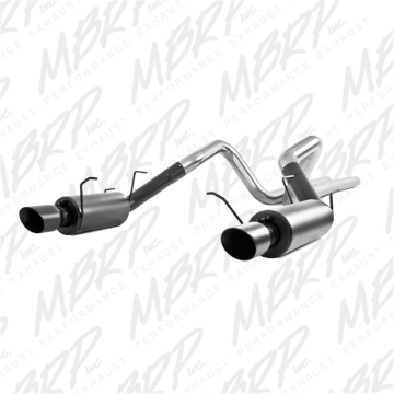 Picture of MBRP 11-14 Ford Mustang GT 5.0L 3in Cat Back Dual Split Rear Street Version 4in Tips - Black