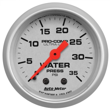 Picture of Autometer Ultra-Lite 52mm 35 PSI Mechanical Water Pressure Gauge