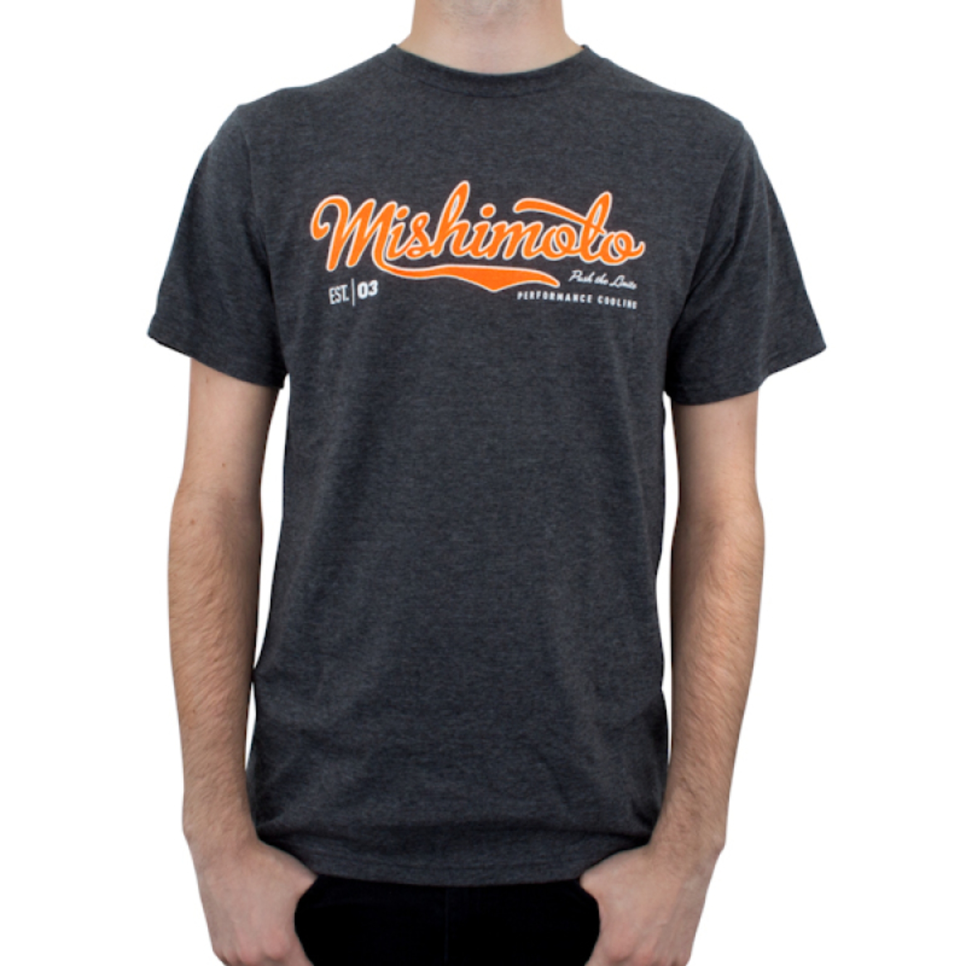 Picture of Mishimoto Mens Athletic Script Gray T-Shirt - Large
