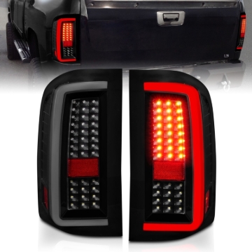 Picture of ANZO 2007-2013 Chevrolet Silverado1500/ 2500/ 3500 LED Tail Lights w/ Light Bar Black Housing Smoke