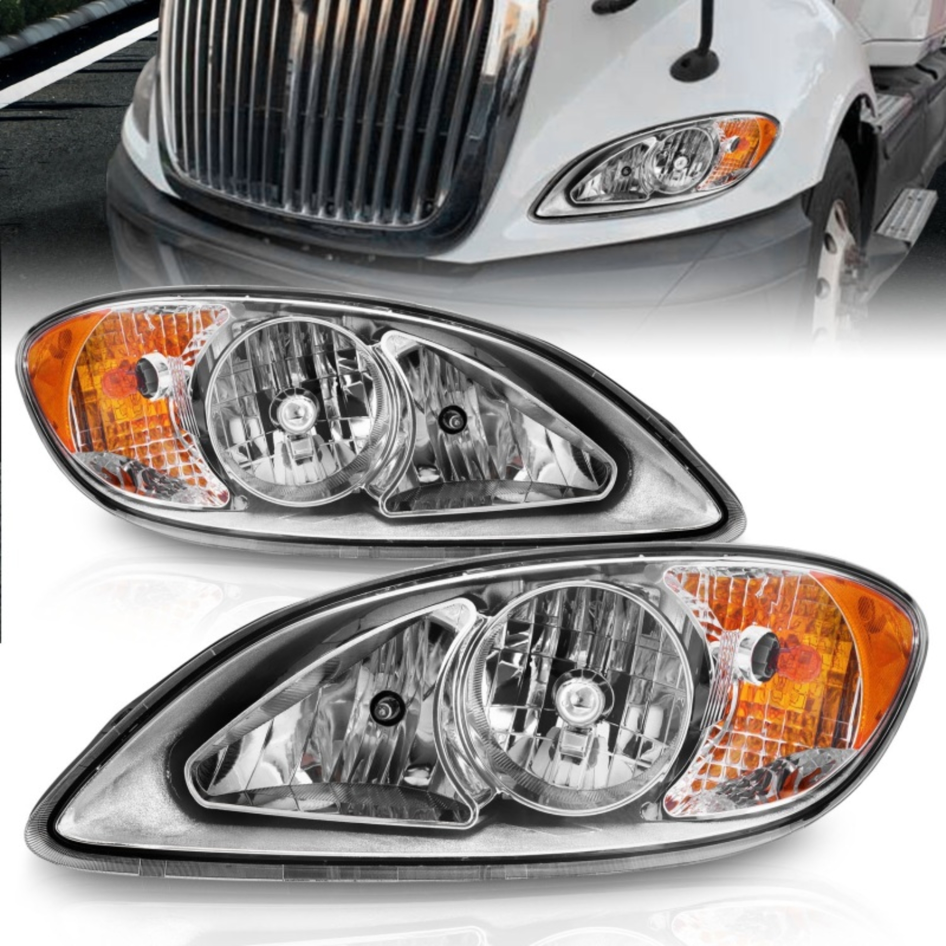 Picture of ANZO 2008-2016 International Prostar Crystal Headlights Chrome Housing