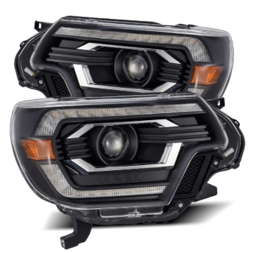 Picture of AlphaRex 12-15 Toyota Tacoma PRO-Series Projector Headlights Plank Style Black w/DRL
