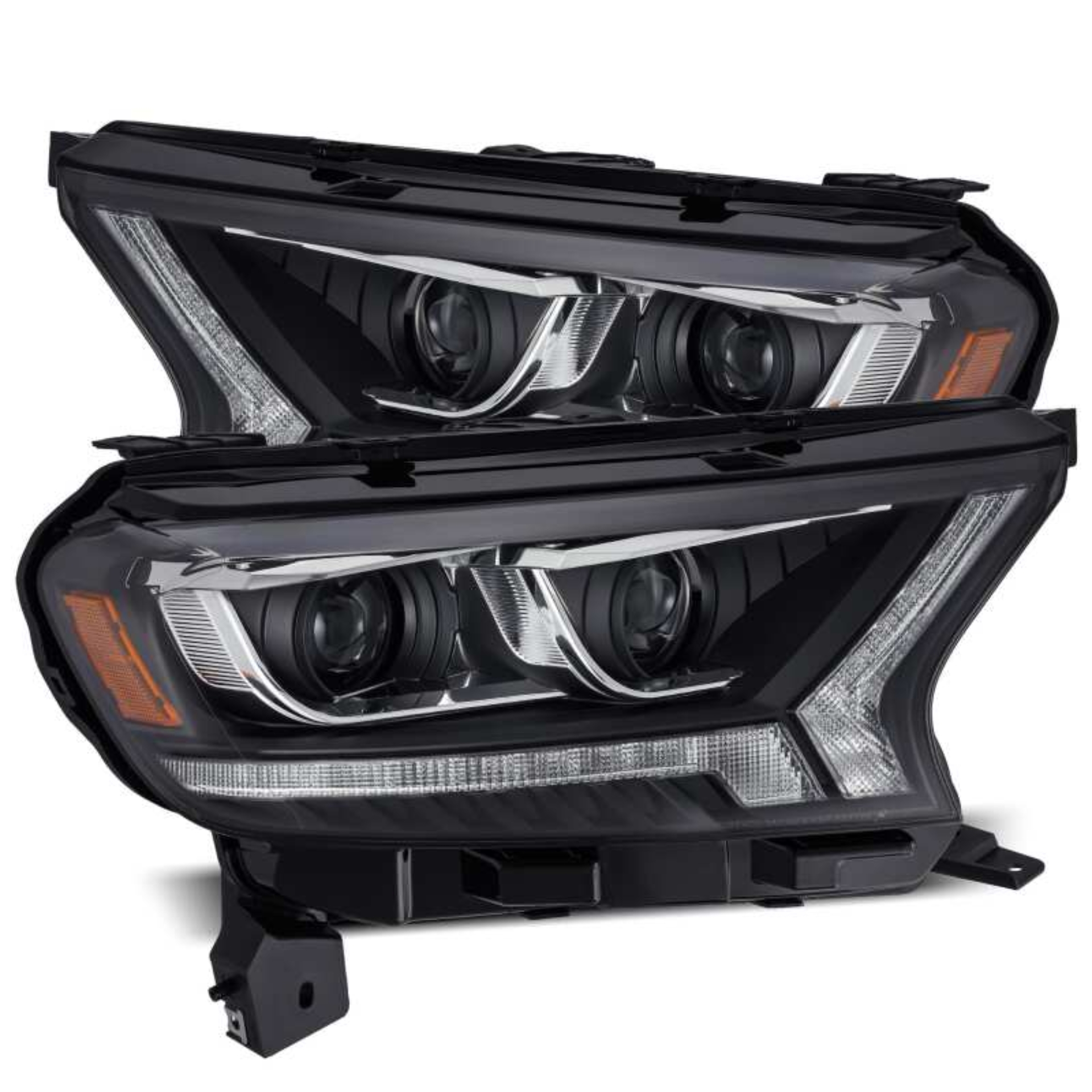 Picture of AlphaRex 19-21 Ford Ranger LUXX LED Proj Headlights Plank Style Black w/Seq Signal/DRL