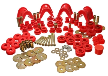 Picture of Energy Suspension 66-77 Ford Bronco 4WD (w/ 4 Deg C-Bushings) Red Hyper-Flex Master Bushing Set