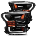Picture of AlphaRex 15-17 Ford F-150 LUXX LED Projector Headlights Plank Style Black w/Activ Light/DRL