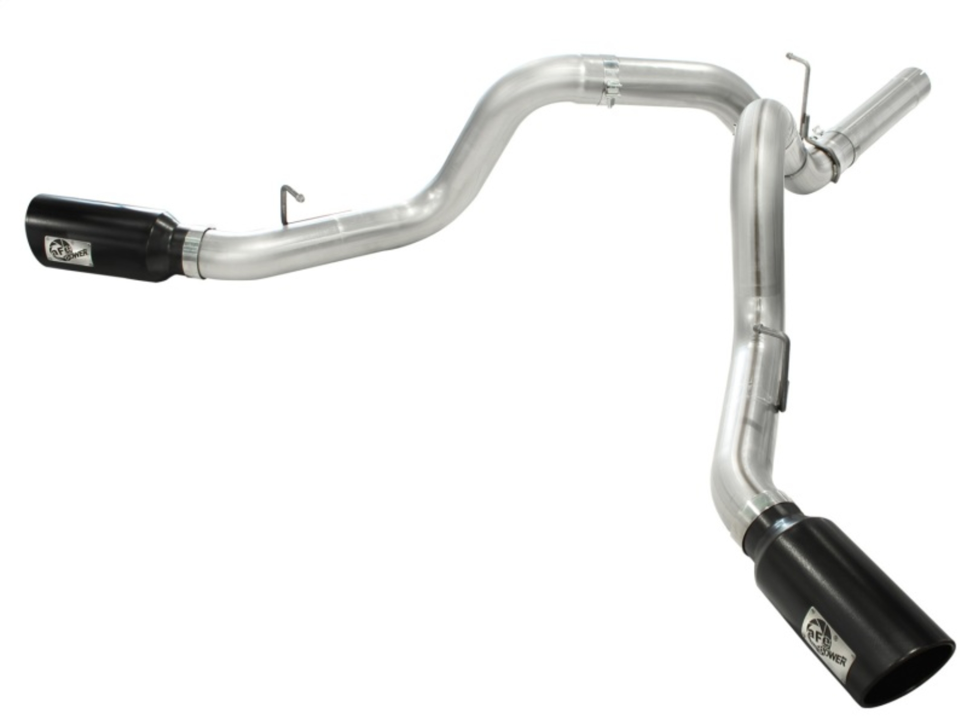 Picture of aFe MachForce XP Exhaust 4inch DP-Back All SS 2011-14 GM Diesel Trucks V8-6.6L LML Black Tips