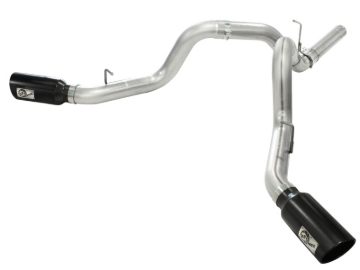 Picture of aFe MachForce XP Exhaust 4inch DP-Back All SS 2011-14 GM Diesel Trucks V8-6.6L LML Black Tips