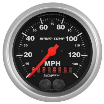 Picture of Autometer Sport-Comp 3-3/8 inch 140 MPH Electronic Speedometer w/ GPS Rally Nav Display Gauge