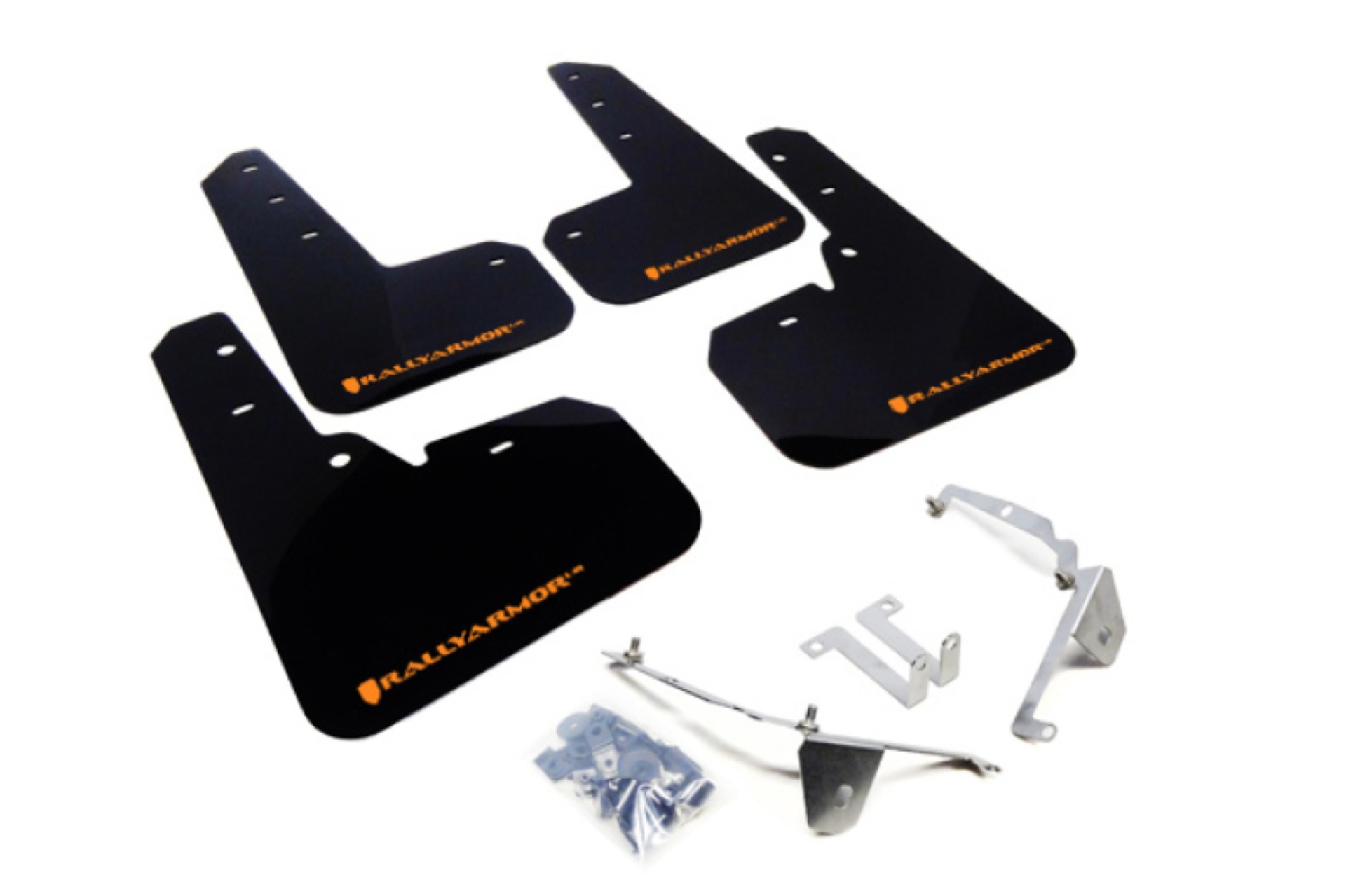 Picture of Rally Armor RAL UR Blk Flap/Orange Logo Mud Flaps - MF26-UR-BLK/OR