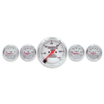 Picture of Autometer Arctic White GM 5 Pc Kit Box w/ Mech Speedo, Elec Oil Press, Water Temp, Volt, Fuel Level