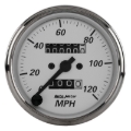 Picture of Autometer 3-1/8in Silver Bezel/White Face 120mph Mechanical In-Dash Tacho/Speedometer w/ Trip Gauge