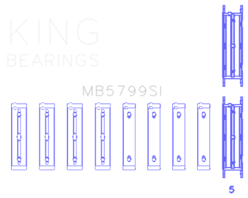 Picture of King Engine Bearings Subaru FA20/ Toyota 4U-GSE/ O/S Housing .005in (Size 0.26) Main Bearing Set