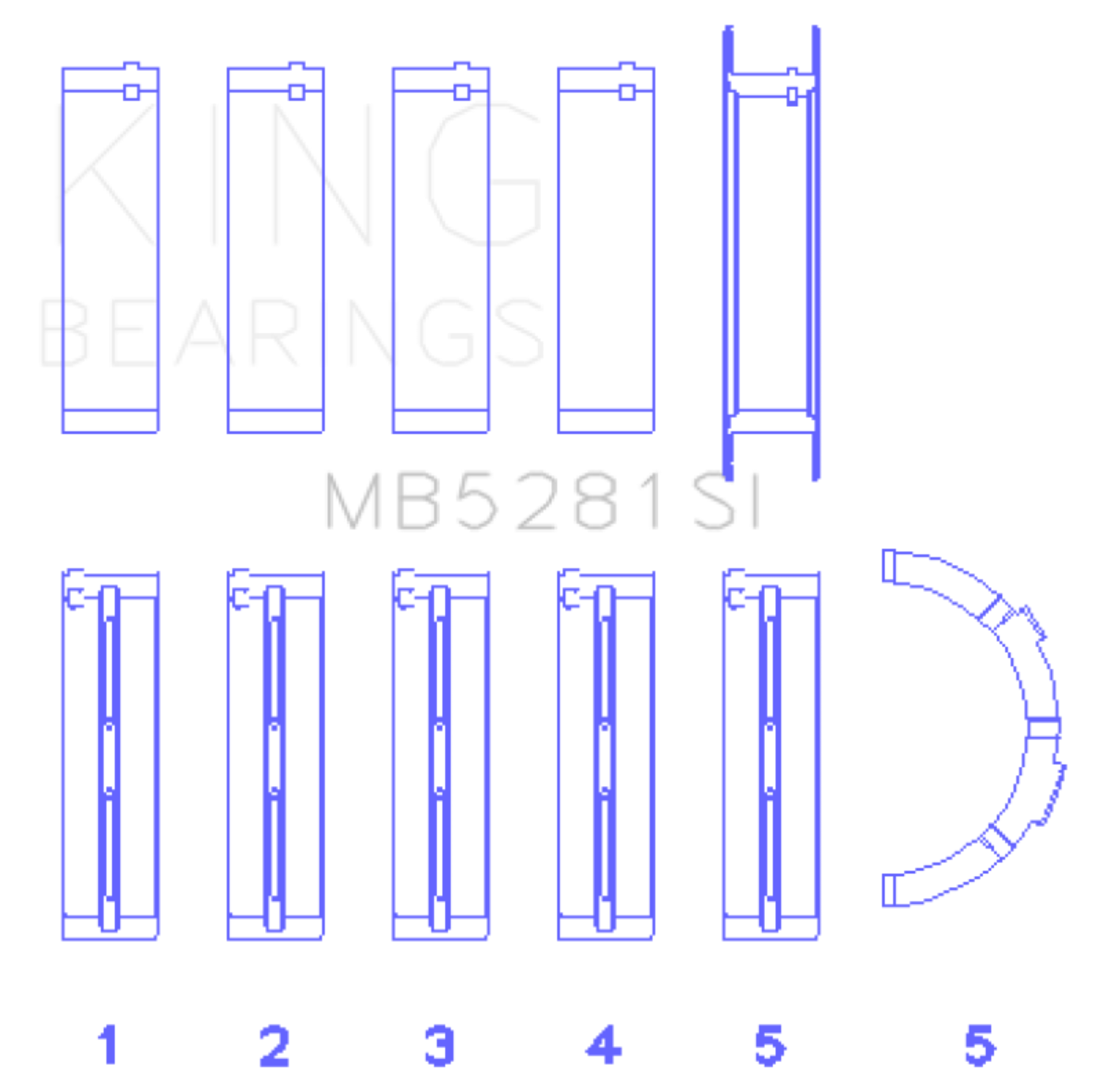 Picture of King Engine Bearings Ford 281CI 4.6L V8 (Size +0.5) Main Bearing Set