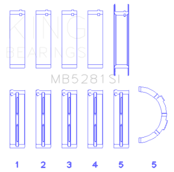 Picture of King Engine Bearings Ford 281CI 4.6L V8 (Size +0.5) Main Bearing Set
