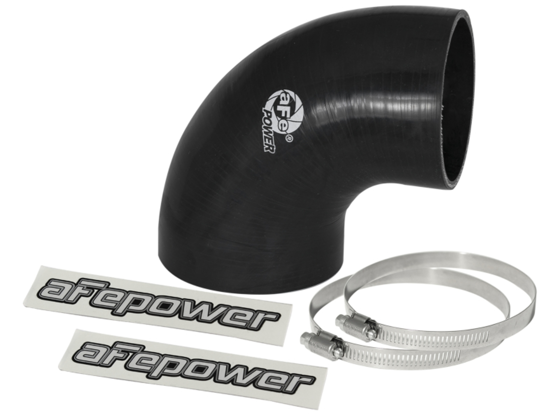 Picture of aFe Magnum FORCE CAI Univ. Silicone Reducing Coupler (4in. to 3.5in. ID) 90Deg. Elbow - Black