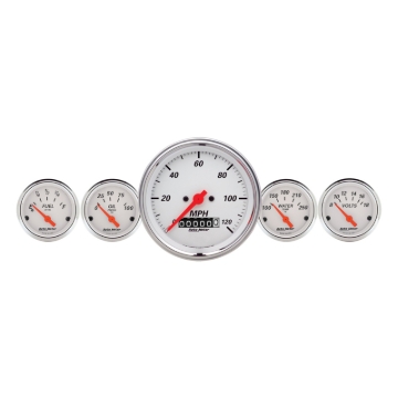 Picture of Autometer Arctic White 3-3/8in Electric Speedometer with Wheel Odometer/ 2-1/16in Oil Pressure