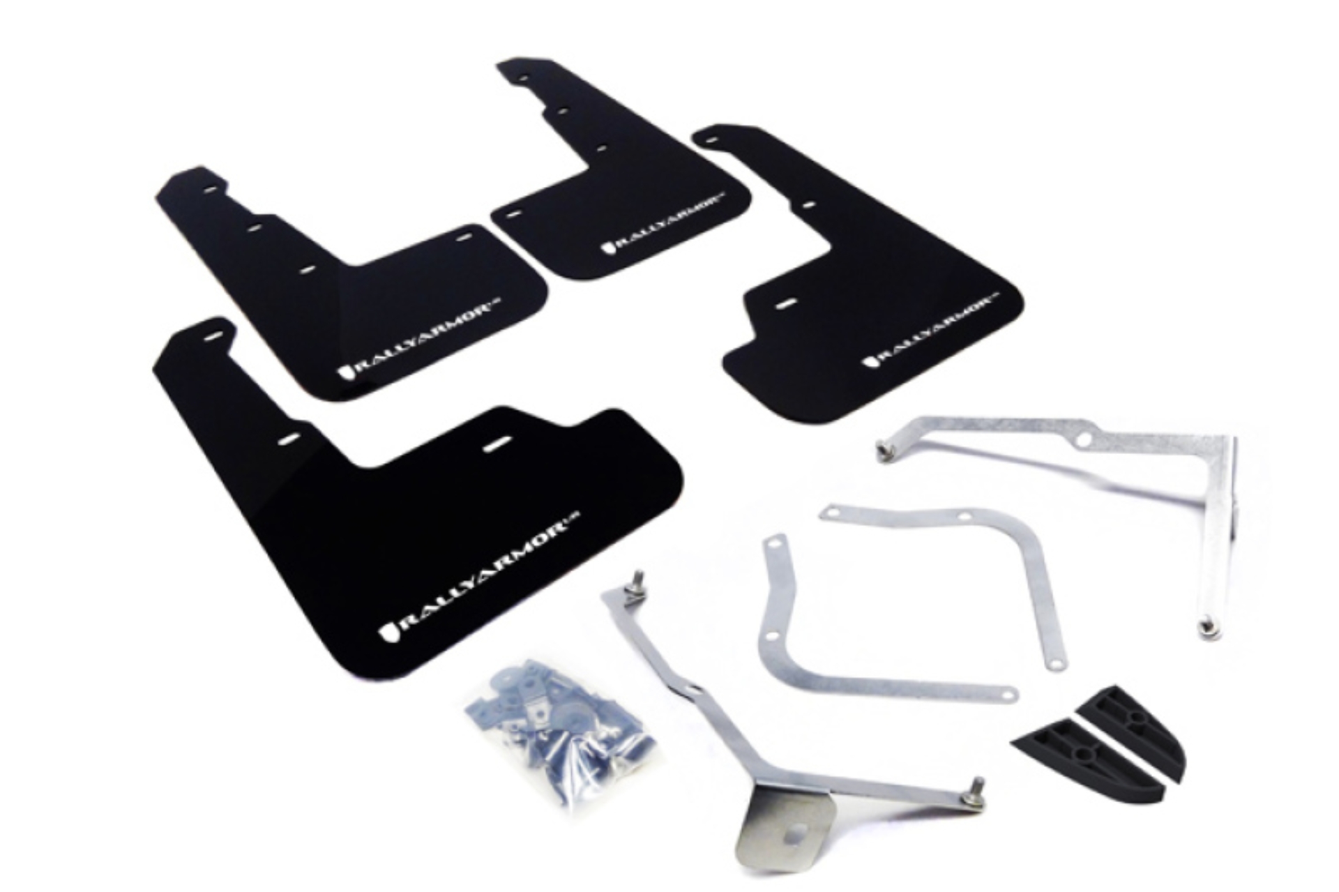 Picture of Rally Armor RAL UR Blk Flap/Wht Logo Mud Flaps - MF32-UR-BLK/WH