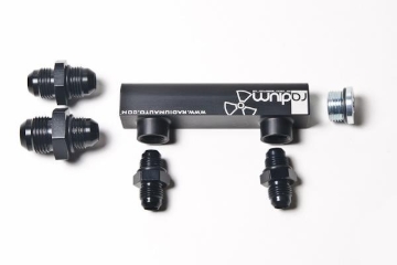 Picture of Radium Engineering Universal 4-Port Manifold - Black W/ Logo