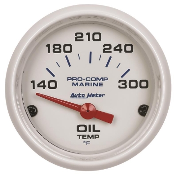 Picture of Autometer Marine White Ultra-Lite 2-1/16in Electric Oil Temperature Gauge 140-300 Deg F
