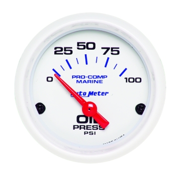 Picture of Autometer Ultra-Lite 2-1/16in Electric 100 PSI Oil Pressure Gauge Marine White