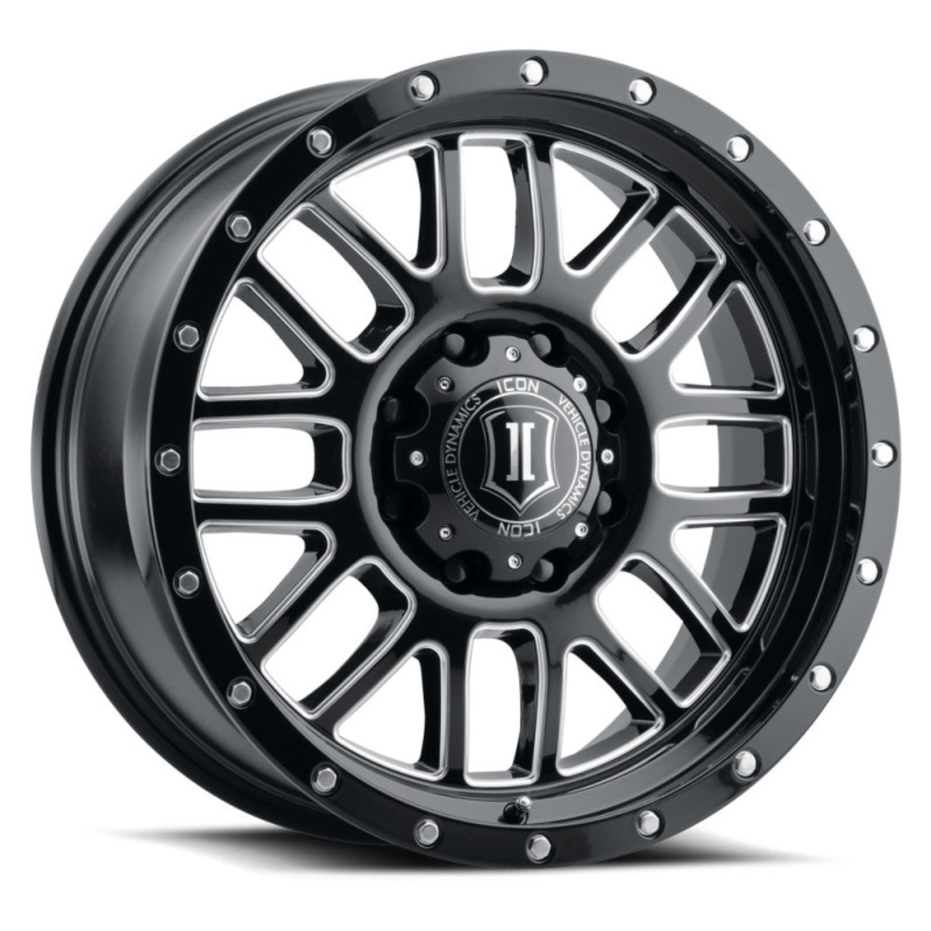 Picture of ICON Alpha 20x9 8x180 12mm Offset 5.5in BS Gloss Black Milled Spokes Wheel