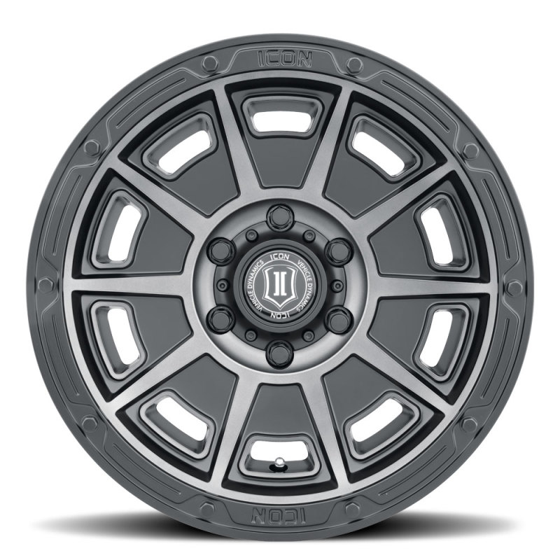 Picture of ICON Victory 17x8.5 5x5 -6mm Offset 4.5in BS Smoked Satin Black Tint Wheel