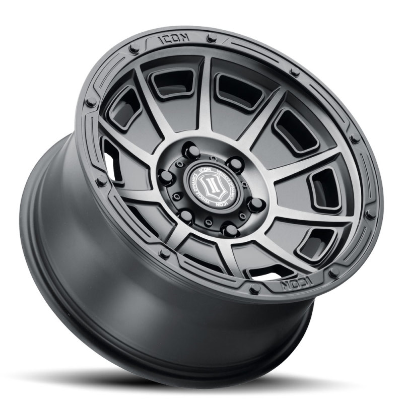 Picture of ICON Victory 17x8.5 5x5 -6mm Offset 4.5in BS Smoked Satin Black Tint Wheel