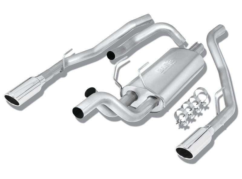 Picture of Borla 09-13 Dodge RAM 1500 5.7L CC/SB w/Fact Sngl Exhaust C/B 3x2.5in Single Round Rolled Split Rear